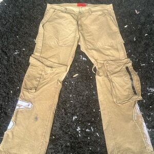 Men's Khaki Cargo Pants with Pockets